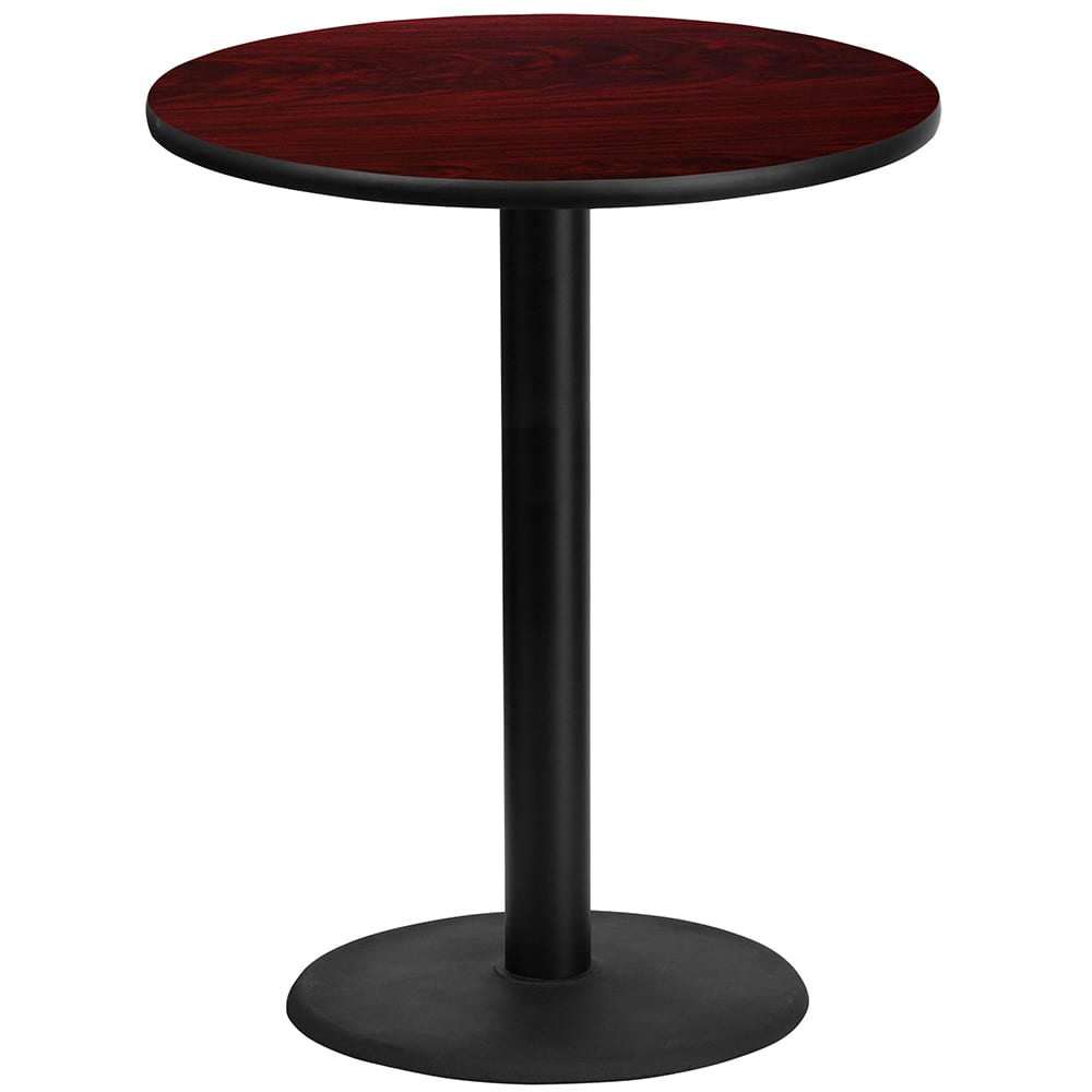 Flash Furniture XU-RD-36-MAHTB-TR24B-GG 36" Round Bar Height Table - Mahogany Laminate Top, Cast Iron Base