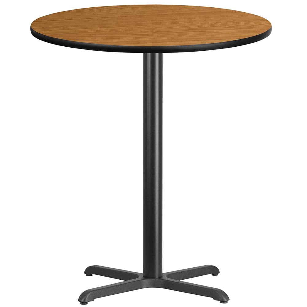 Flash Furniture XU-RD-36-NATTB-T3030B-GG 36" Round Bar Height Table - Natural Laminate Top, Cast Iron Base