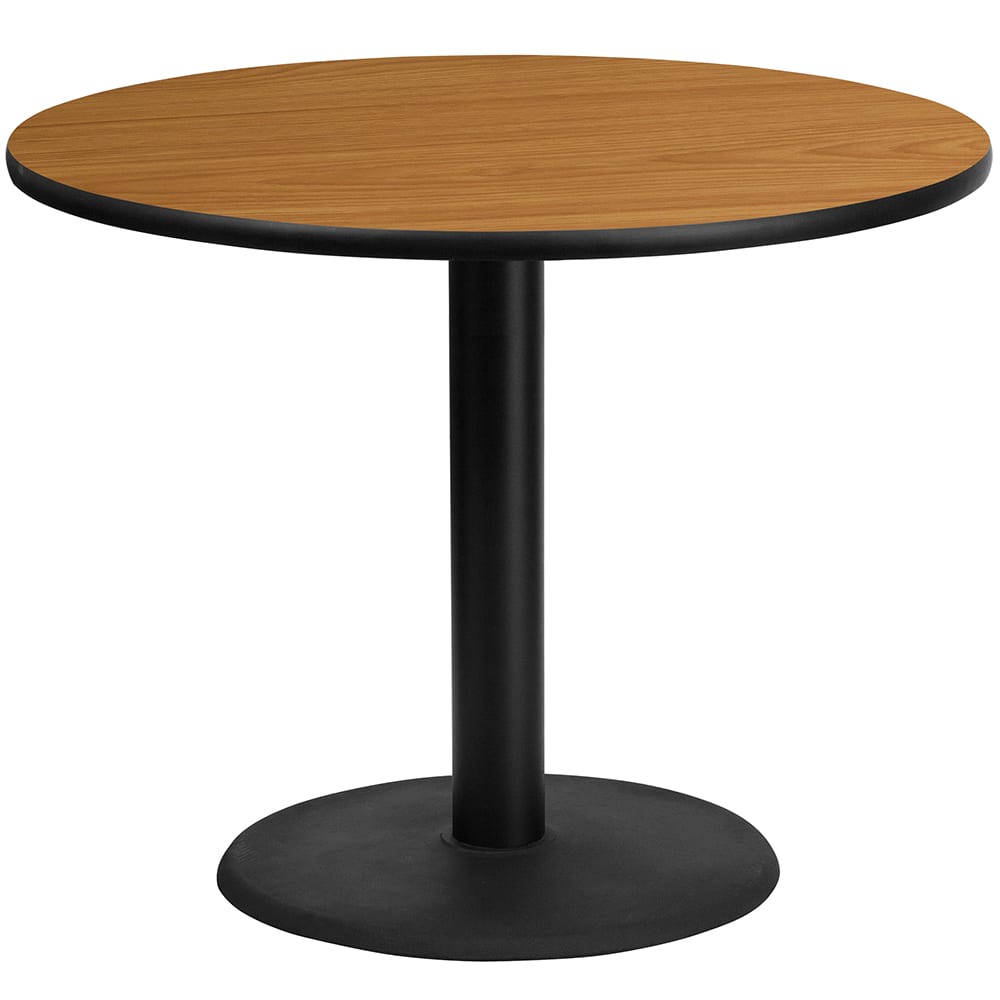 Flash Furniture XU-RD-36-NATTB-TR24-GG 36" Round Dining Height Table w/ Natural Laminate Top - Cast Iron Base
