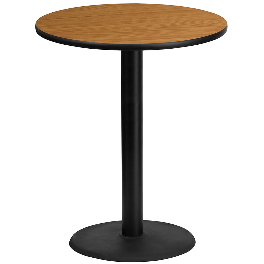 Flash Furniture XU-RD-36-NATTB-TR24B-GG 36" Round Bar Height Table - Natural Laminate Top, Cast Iron Base