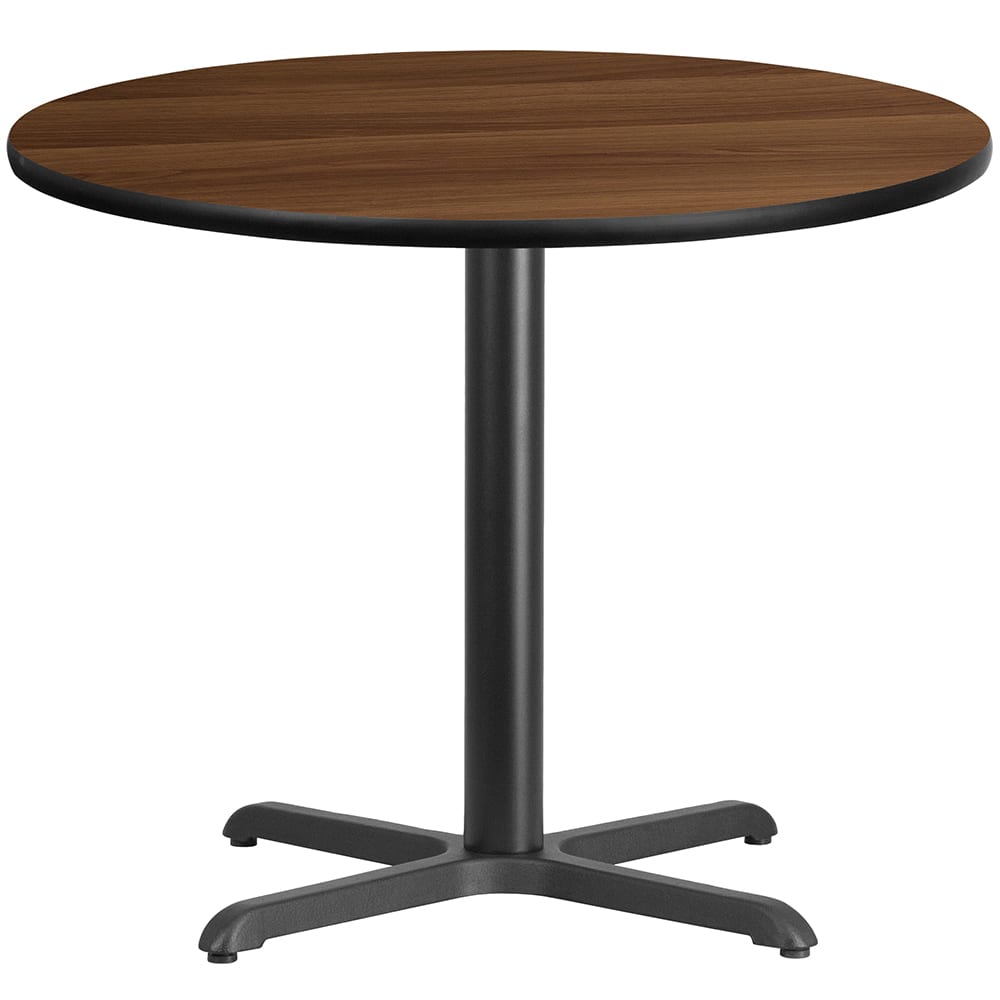 Flash Furniture XU-RD-36-WALTB-T3030-GG 36" Round Dining Height Table w/ Walnut Laminate Top - Cast Iron Base
