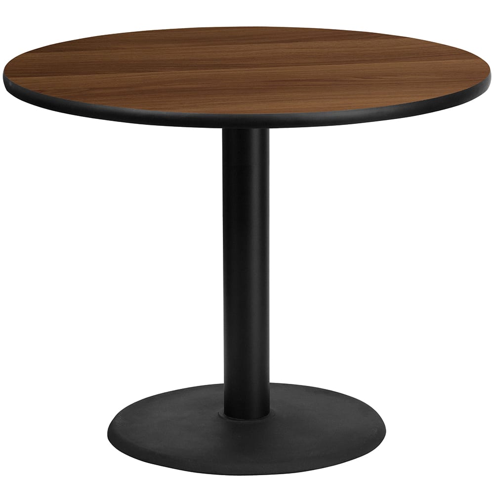 Flash Furniture XU-RD-36-WALTB-TR24-GG 36" Round Dining Height Table w/ Walnut Laminate Top - Cast Iron Base