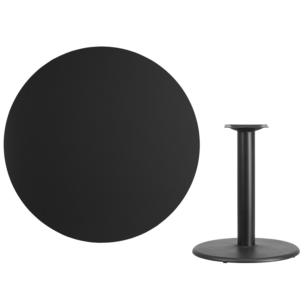 Flash Furniture XU-RD-42-BLKTB-TR24-GG 42" Round Dining Height Table w/ Black Laminate Top - Cast Iron Base