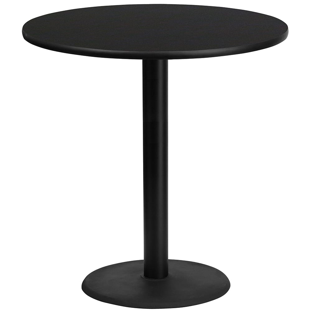 Flash Furniture XU-RD-42-BLKTB-TR24B-GG 42" Round Bar Height Table - Black Laminate Top, Cast Iron Base