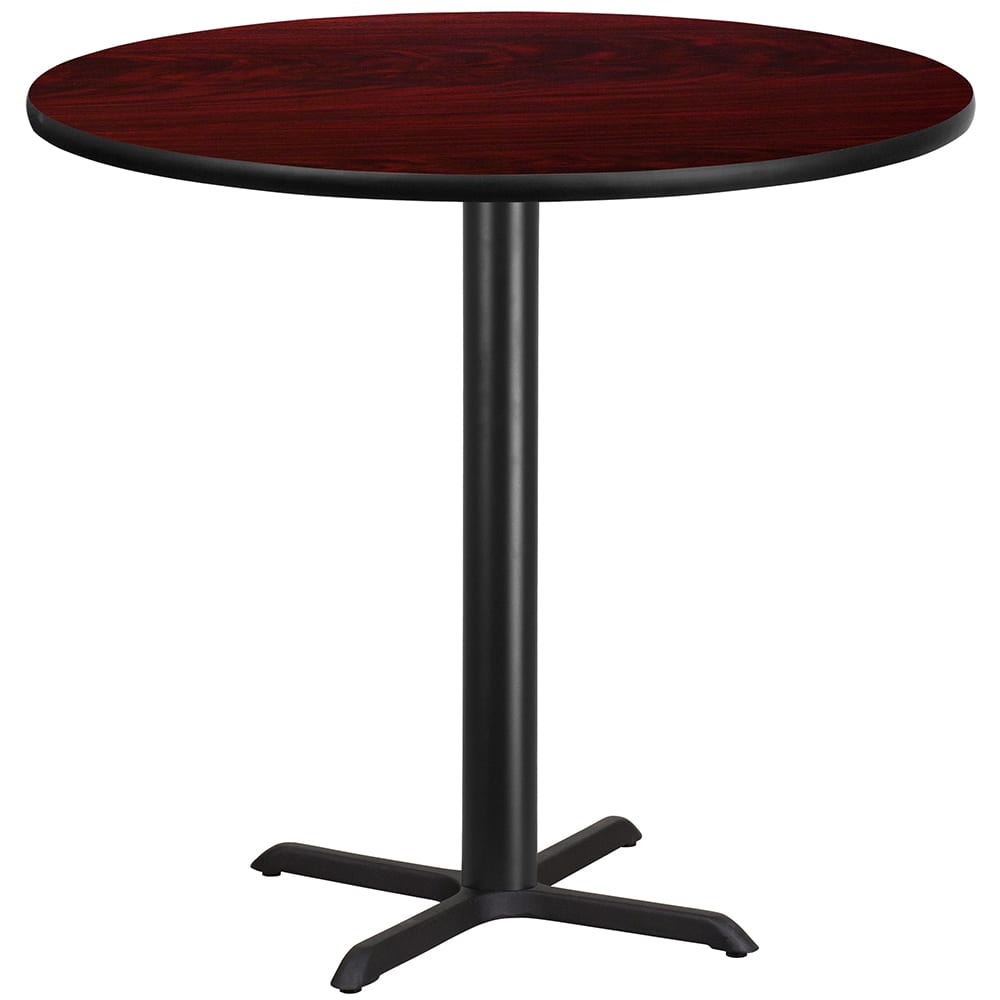 Flash Furniture XU-RD-42-MAHTB-T3333B-GG 42" Round Bar Height Table - Mahogany Laminate Top, Cast Iron Base