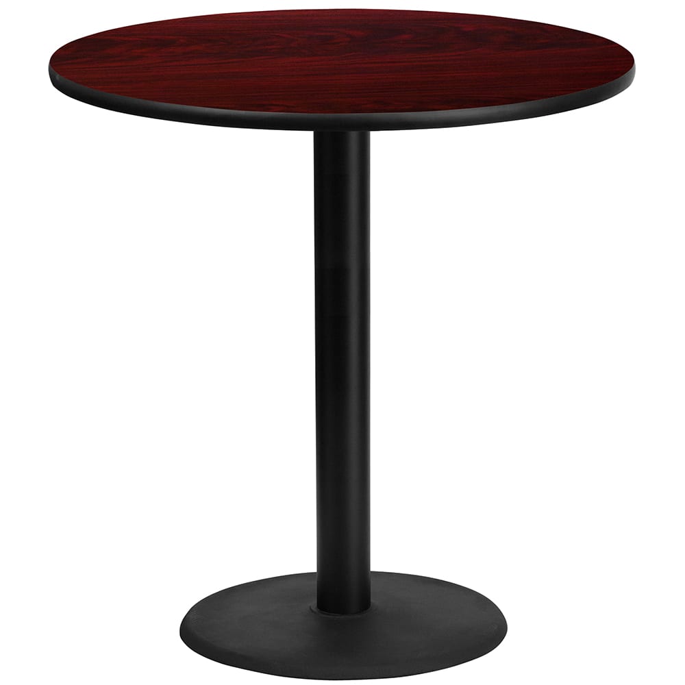 Flash Furniture XU-RD-42-MAHTB-TR24B-GG 42" Round Bar Height Table - Mahogany Laminate Top, Cast Iron Base