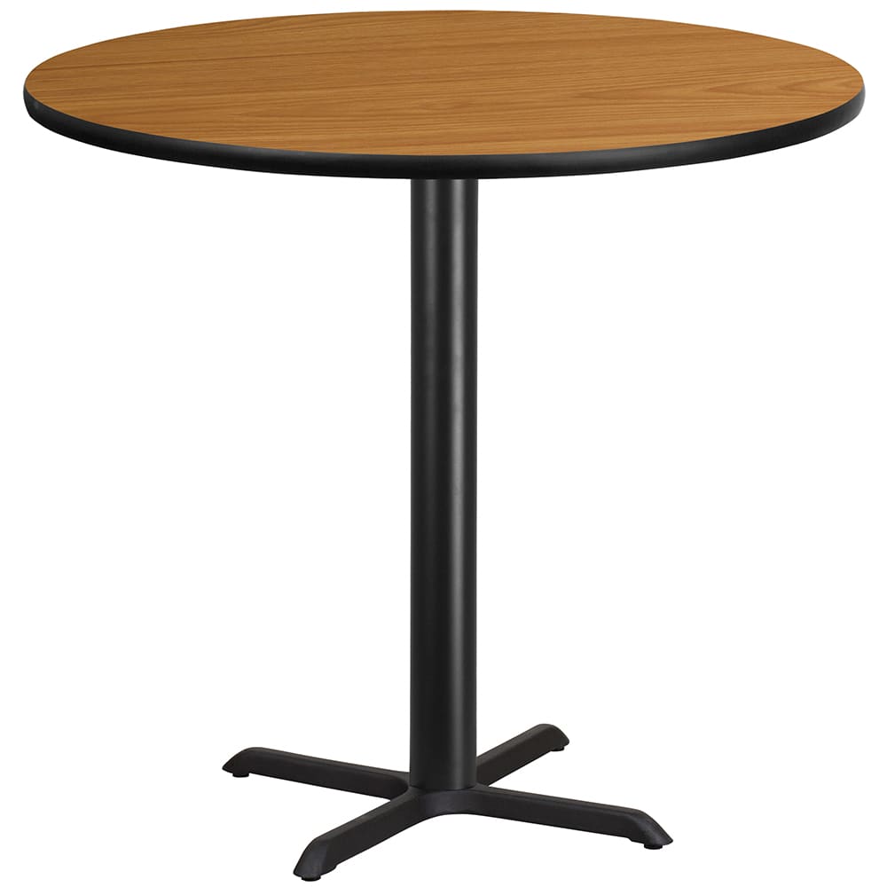 Flash Furniture XU-RD-42-NATTB-T3333B-GG 42" Round Bar Height Table - Natural Laminate Top, Cast Iron Base