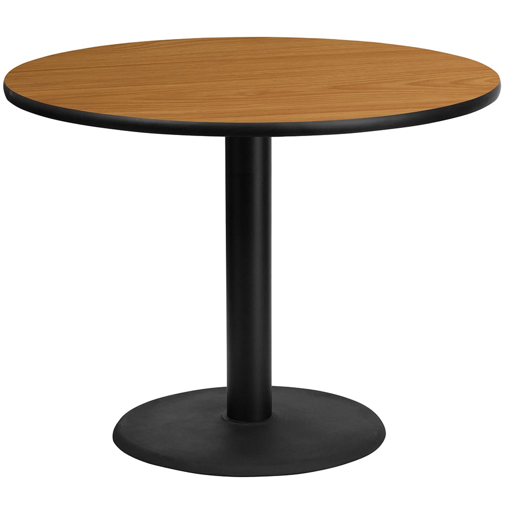 Flash Furniture XU-RD-42-NATTB-TR24-GG 42" Round Dining Height Table w/ Natural Laminate Top - Cast Iron Base