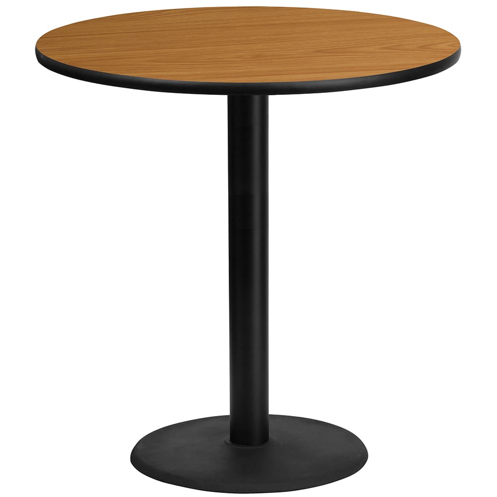 Flash Furniture XU-RD-42-NATTB-TR24B-GG 42" Round Bar Height Table - Natural Laminate Top, Cast Iron Base