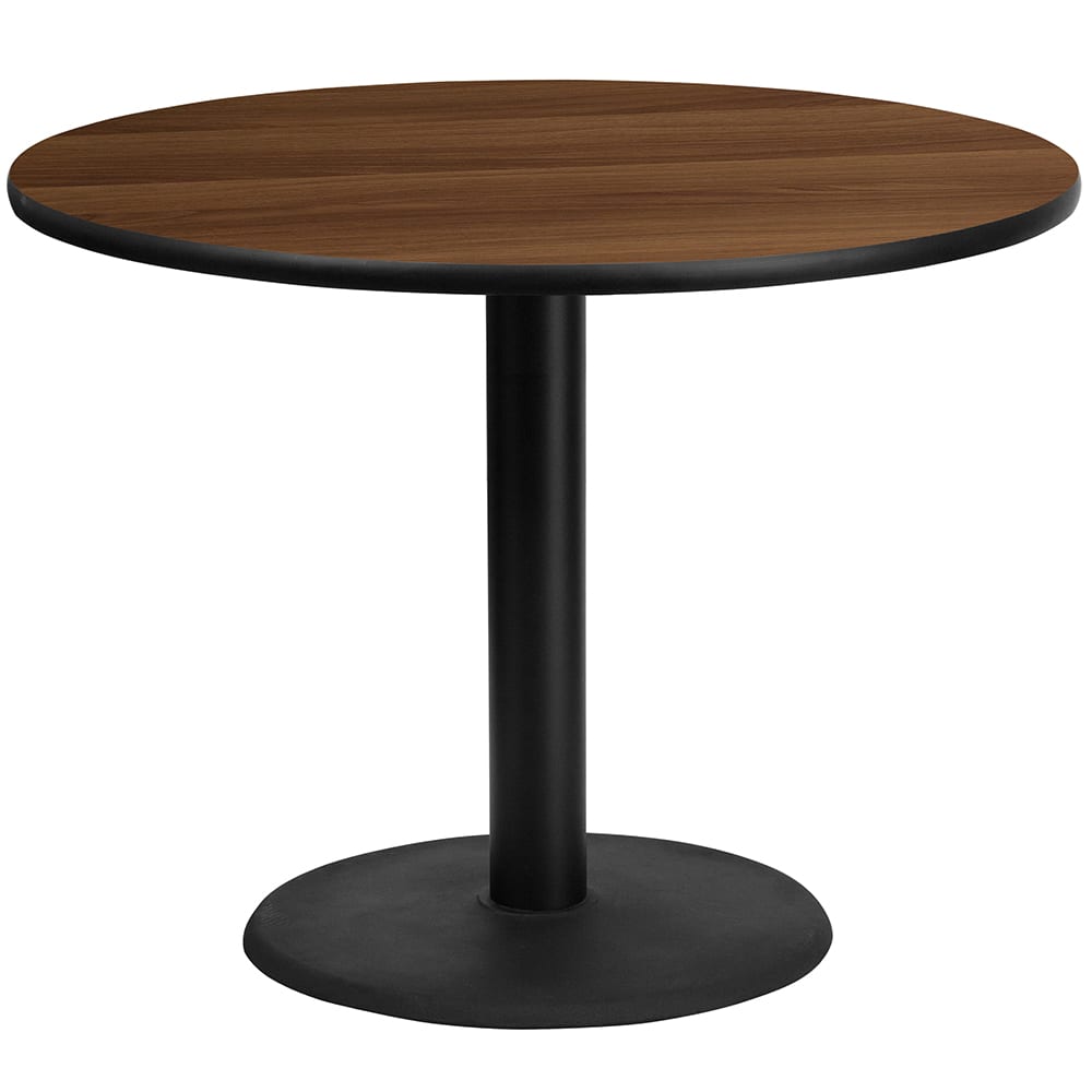 Flash Furniture XU-RD-42-WALTB-TR24-GG 42" Round Dining Height Table w/ Walnut Laminate Top - Cast Iron Base