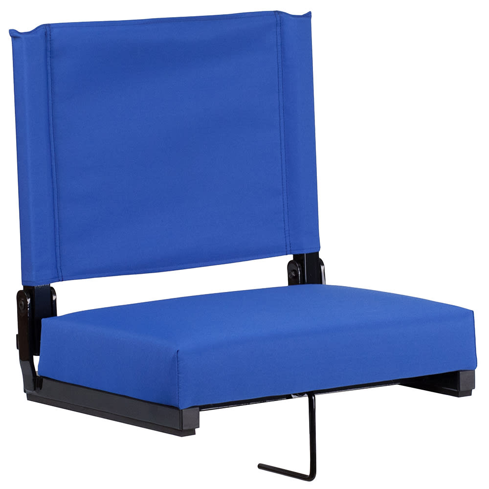 Flash Furniture XU-STA-BL-GG Grandstand Outdoor Folding Stadium Seat - Blue Canvas w/ Black Aluminum Frame