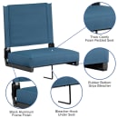 Flash Furniture XU-STA-GN-GG Grandstand Outdoor Folding Stadium Seat - Teal Canvas w/ Black Aluminum Frame thumbnail 3