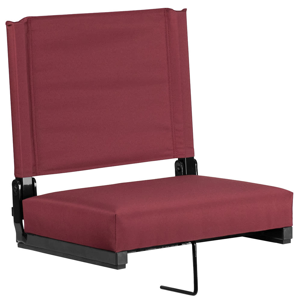 Flash Furniture XU-STA-M-GG Grandstand Outdoor Folding Stadium Seat - Maroon Canvas w/ Black Aluminum Frame