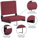 Flash Furniture XU-STA-M-GG Grandstand Outdoor Folding Stadium Seat - Maroon Canvas w/ Black Aluminum Frame thumbnail 3