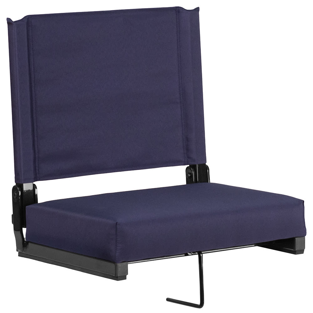 Flash Furniture XU-STA-NVY-GG Grandstand Outdoor Folding Stadium Seat - Navy Canvas w/ Black Aluminum Frame