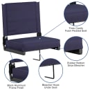 Flash Furniture XU-STA-NVY-GG Grandstand Outdoor Folding Stadium Seat - Navy Canvas w/ Black Aluminum Frame thumbnail 3
