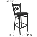 Flash Furniture XU-6F8BXBK-BAR-BLKV-GG Bar Stool w/ Cross Back & Black Vinyl Seat, Black thumbnail 2