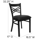 Flash Furniture XU-6FOBXBK-BLKV-GG Restaurant Chair w/ Cross Back & Black Vinyl Seat - Steel Frame, Black thumbnail 2