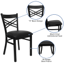 Flash Furniture XU-6FOBXBK-BLKV-GG Restaurant Chair w/ Cross Back & Black Vinyl Seat - Steel Frame, Black thumbnail 6