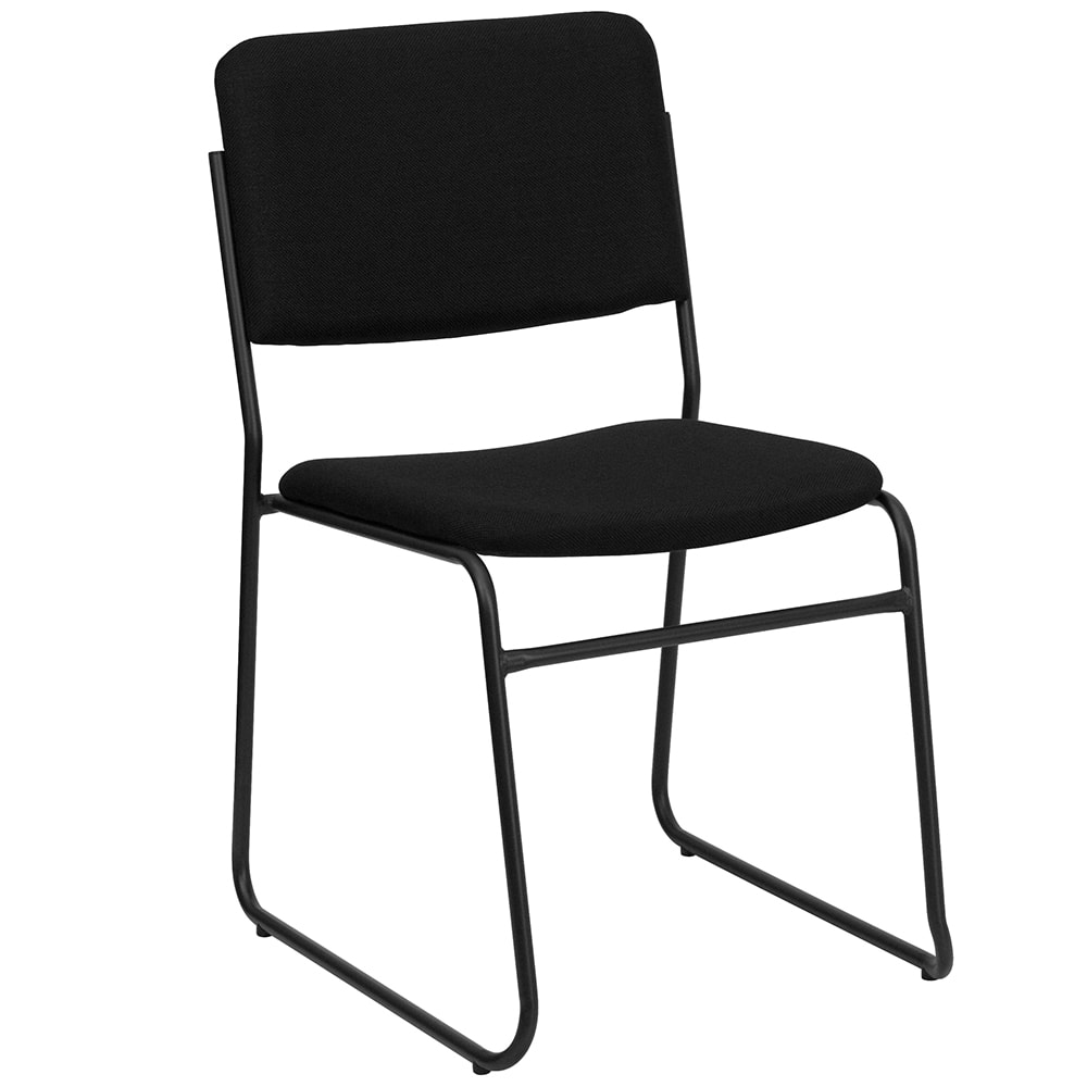 Flash Furniture XU-8700-BLK-B-30-GG Stacking Chair w/ Black Fabric Back & Seat - Steel Frame, Black