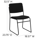 Flash Furniture XU-8700-BLK-B-30-GG Stacking Chair w/ Black Fabric Back & Seat - Steel Frame, Black thumbnail 2