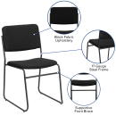 Flash Furniture XU-8700-BLK-B-30-GG Stacking Chair w/ Black Fabric Back & Seat - Steel Frame, Black thumbnail 6