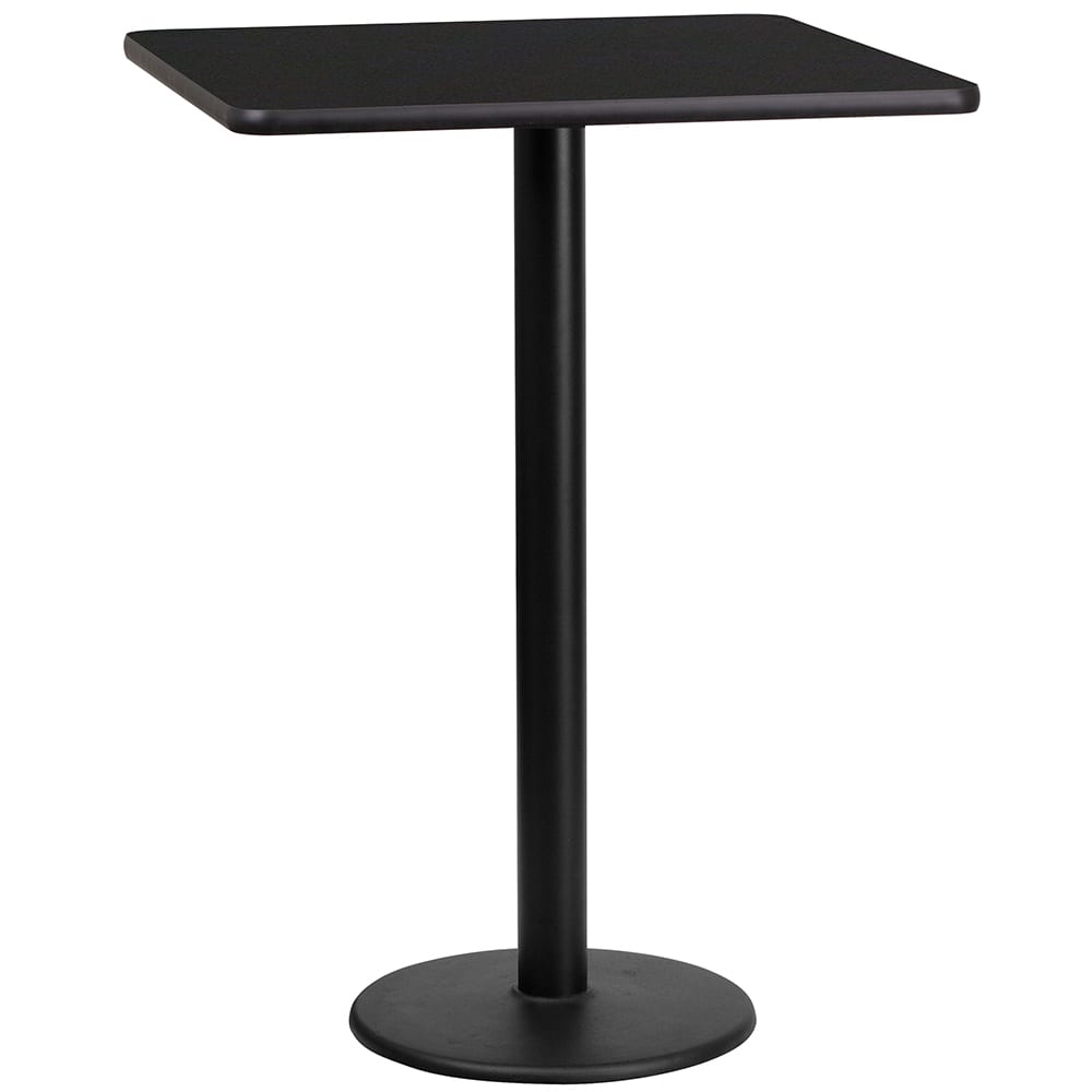 Flash Furniture XU-BLKTB-2424-TR18B-GG 24" Square Bar Height Table - Black Laminate Top, Cast Iron Base