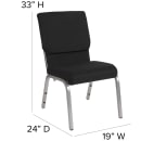 Flash Furniture XU-CH-60096-BK-SV-GG Stacking Church Chair w/ Black Polyester Back & Seat - Steel Frame, Silver Vein thumbnail 2