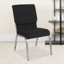 Flash Furniture XU-CH-60096-BK-SV-GG Stacking Church Chair w/ Black Polyester Back & Seat - Steel Frame, Silver Vein thumbnail 9