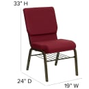 Flash Furniture XU-CH-60096-BY-BAS-GG Stacking Church Chair w/ Burgundy Polyester Back & Seat - Steel Frame, Gold Vein thumbnail 2