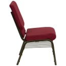 Flash Furniture XU-CH-60096-BY-BAS-GG Stacking Church Chair w/ Burgundy Polyester Back & Seat - Steel Frame, Gold Vein thumbnail 4