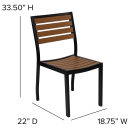 Flash Furniture XU-DG-10456033-GG Outdoor Patio Table and (2) Chairs Set - Brown Resin Wood w/ Black Metal Frame thumbnail 2