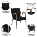 Flash Furniture XU-DG-60156-BK-GG Stacking Church Chair w/ Black Fabric Back & Seat - Steel Frame, Silver Vein thumbnail 3