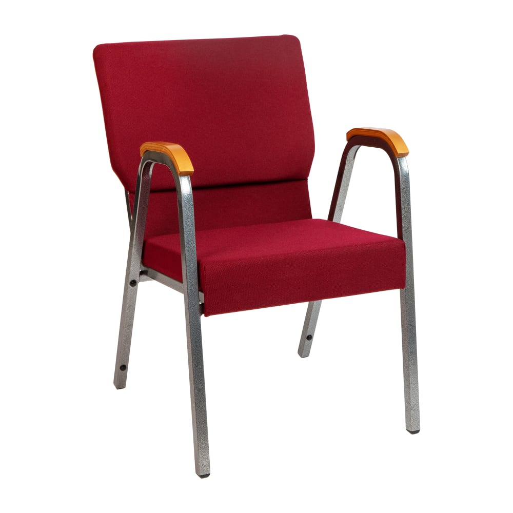 Flash Furniture XU-DG-60156-BUR-GG Stacking Church Chair w/ Burgundy Fabric Back & Seat - Steel Frame, Silver Vein