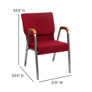 Flash Furniture XU-DG-60156-BUR-GG Stacking Church Chair w/ Burgundy Fabric Back & Seat - Steel Frame, Silver Vein thumbnail 2