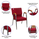 Flash Furniture XU-DG-60156-BUR-GG Stacking Church Chair w/ Burgundy Fabric Back & Seat - Steel Frame, Silver Vein thumbnail 3