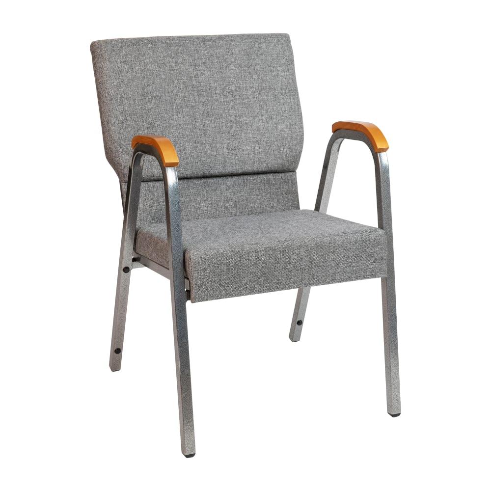 Flash Furniture XU-DG-60156-GY-GG Stacking Church Chair w/ Gray Fabric Back & Seat - Steel Frame, Silver Vein
