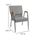 Flash Furniture XU-DG-60156-GY-GG Stacking Church Chair w/ Gray Fabric Back & Seat - Steel Frame, Silver Vein thumbnail 2
