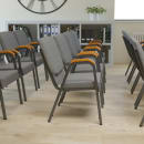 Flash Furniture XU-DG-60156-GY-GG Stacking Church Chair w/ Gray Fabric Back & Seat - Steel Frame, Silver Vein thumbnail 9