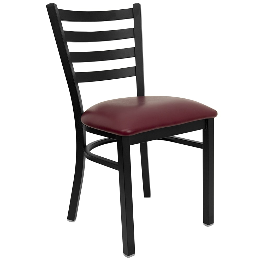 Flash Furniture XU-DG694BLAD-BURV-GG Restaurant Chair w/ Ladder Back & Burgundy Vinyl Seat - Steel Frame, Black