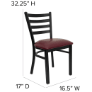 Flash Furniture XU-DG694BLAD-BURV-GG Restaurant Chair w/ Ladder Back & Burgundy Vinyl Seat - Steel Frame, Black thumbnail 2