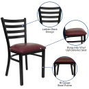 Flash Furniture XU-DG694BLAD-BURV-GG Restaurant Chair w/ Ladder Back & Burgundy Vinyl Seat - Steel Frame, Black thumbnail 3