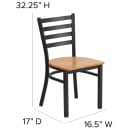 Flash Furniture XU-DG694BLAD-NATW-GG Restaurant Chair w/ Ladder Back & Natural Wood Seat - Steel Frame, Black thumbnail 2