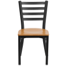 Flash Furniture XU-DG694BLAD-NATW-GG Restaurant Chair w/ Ladder Back & Natural Wood Seat - Steel Frame, Black thumbnail 5