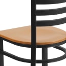 Flash Furniture XU-DG694BLAD-NATW-GG Restaurant Chair w/ Ladder Back & Natural Wood Seat - Steel Frame, Black thumbnail 8