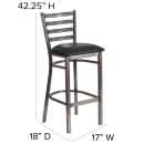Flash Furniture XU-DG697BLAD-CLR-BAR-BLKV-GG Bar Stool w/ Metal Ladder Back & Black Vinyl Seat, Clear Coat Steel thumbnail 2