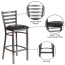 Flash Furniture XU-DG697BLAD-CLR-BAR-BLKV-GG Bar Stool w/ Metal Ladder Back & Black Vinyl Seat, Clear Coat Steel thumbnail 3