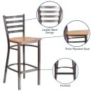 Flash Furniture XU-DG697BLAD-CLR-BAR-NATW-GG Bar Stool w/ Metal Ladder Back & Natural Wood Seat, Clear Coat Steel thumbnail 3