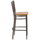 Flash Furniture XU-DG697BLAD-CLR-BAR-NATW-GG Bar Stool w/ Metal Ladder Back & Natural Wood Seat, Clear Coat Steel thumbnail 6