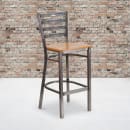 Flash Furniture XU-DG697BLAD-CLR-BAR-NATW-GG Bar Stool w/ Metal Ladder Back & Natural Wood Seat, Clear Coat Steel thumbnail 9